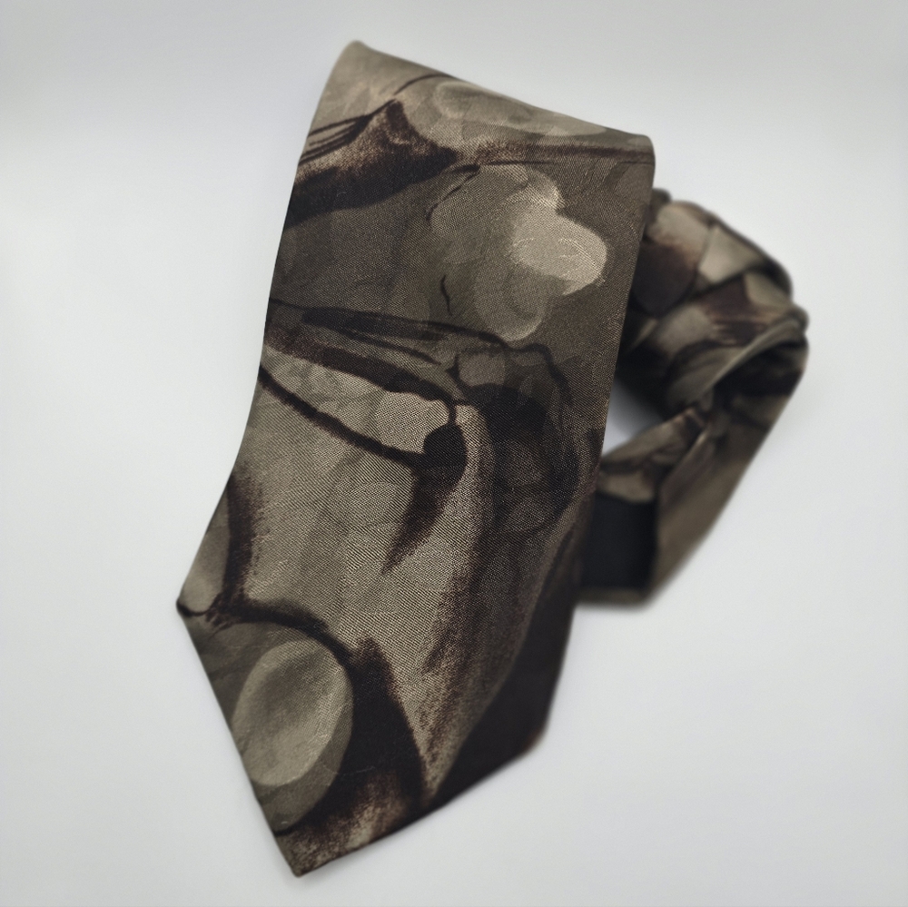 Vauda Mazzeo Elegant Brown Patterned Men's Silk Tie